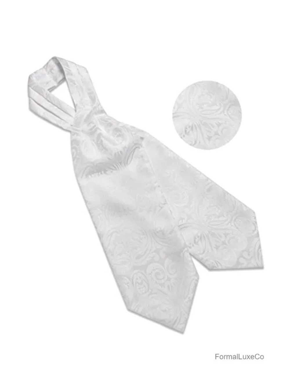 Silk Ascot Tie Set with Pocket Square, Cufflinks & Tie Ring for Men - Wedding